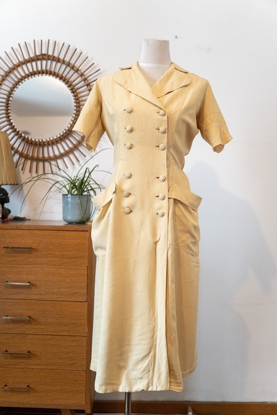 vintage 1940's 40s Handmade double breast Dress, … - image 1