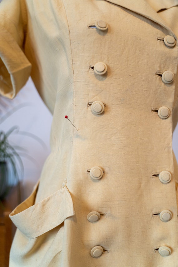 vintage 1940's 40s Handmade double breast Dress, … - image 8