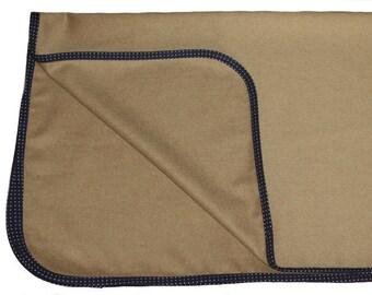 Soft cashmere blanket camel light - border color selectable - 3 sizes