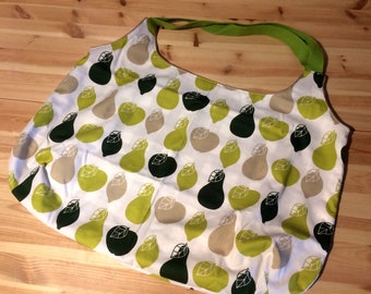 Extra-large tote bag with fruit salad green beige - plaid beige - webbing maigrün