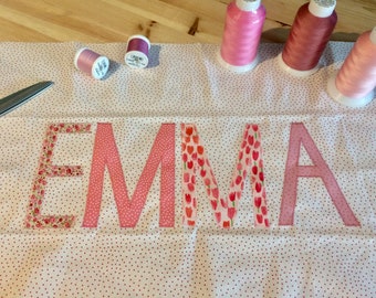 40 x 65 cm - cushion cover with name - white with colorful dots - free choice of colors / name in a color mix