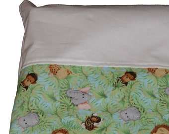 Pillowcase "Jungle" - 80 x 80 cm - Jungle Babies - Piqué white - Zipper - Baby cot