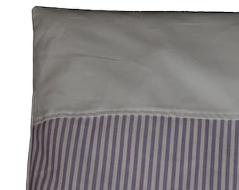 Pillowcase - purple 5 mm stripes - white piqué - 80 x 80 cm - zipper - baby bed