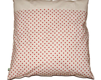 Pillowcase "Dots" - 80 x 80 cm - white with red dots - zipper - baby bed