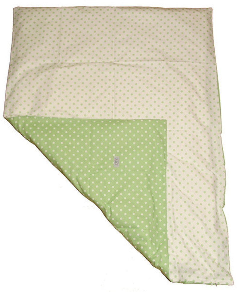 Reversible duvet cover 100 x 135 cm green-white with dots zipper Westphalian fabrics image 1