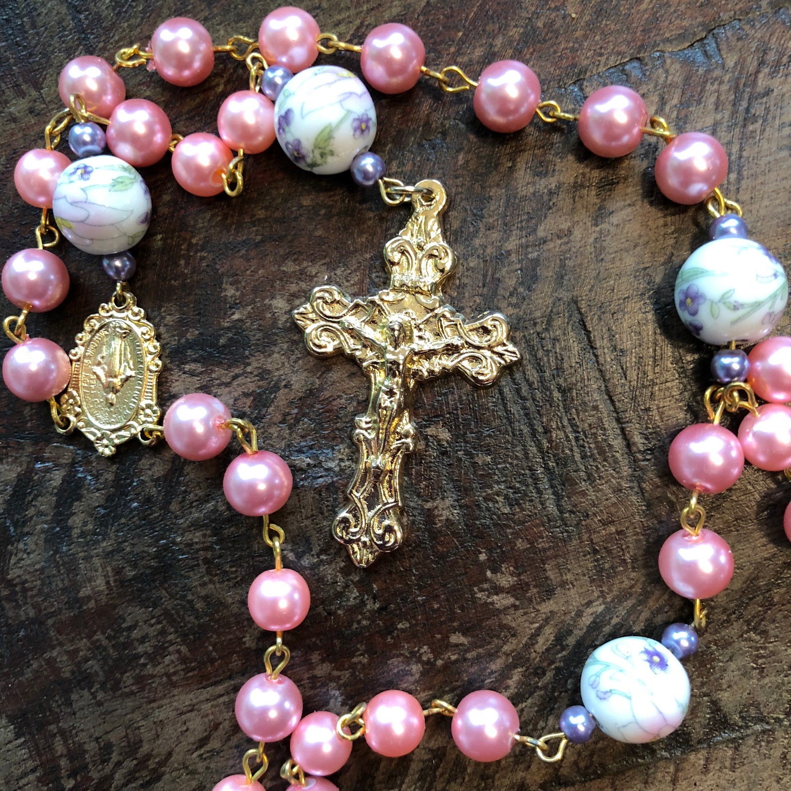 Handmade rosary with large beads Etsy