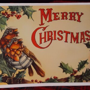 Steampunk Sparrows Vintage Christmas Cards