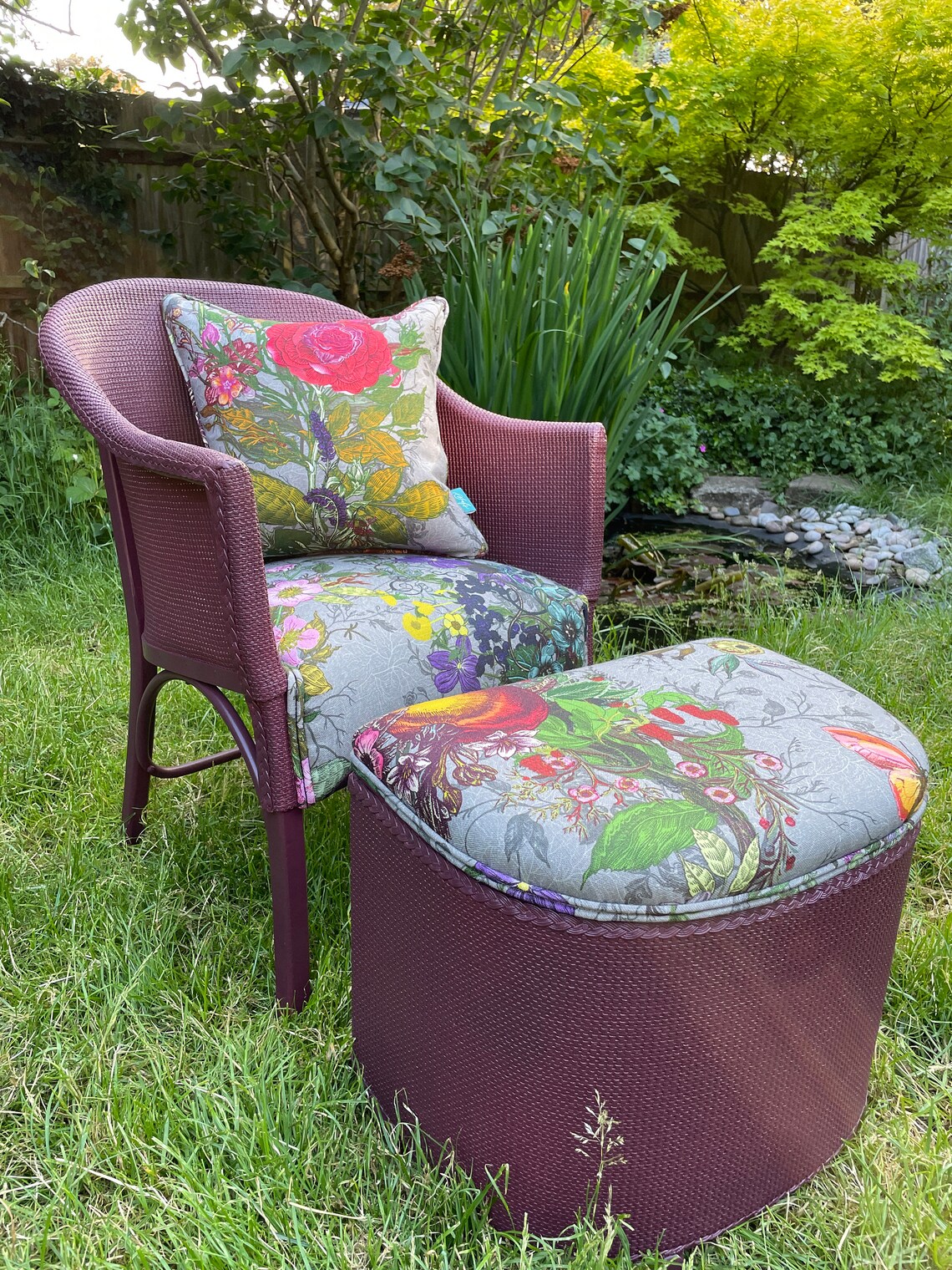 A LLOYD LOOM BEDROOM CHAIR AND LLOYD LOOM STYLE BEDSIDE LOCKER