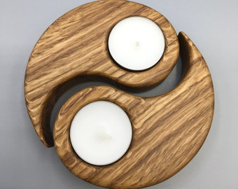 Yin Yang aus Holz  Kerzenhalter + Eierbecher