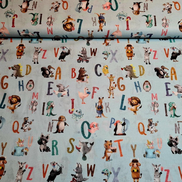 Alphabet BuchstabenTiere Schulkind Schulanfang* Baumwollstoff