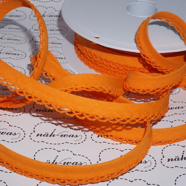 3 m slanted ribbon orange crochet borte