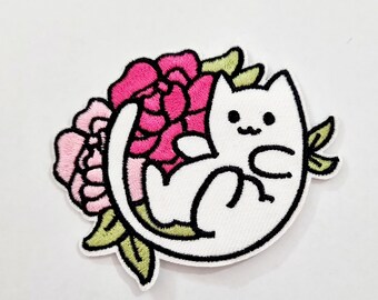 Patch Label Patches Labels Iron-On Patches Application Iron-On Patch * Cat cat flowers