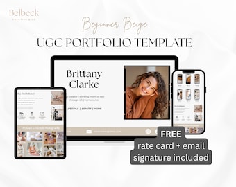Beginner UGC Portfolio Canva, Content Creator Portfolio Template, UGC Portfolio Template for Beginners, UGC Rate Card & Email Signature