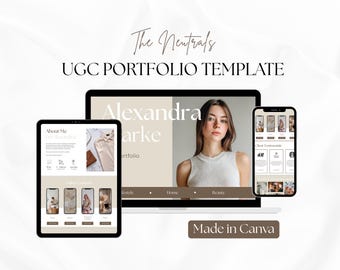 Neutrals UGC Portfolio Canva, Content Creator Portfolio Template, UGC Portfolio Template for Beginners, Social Media Portfolio