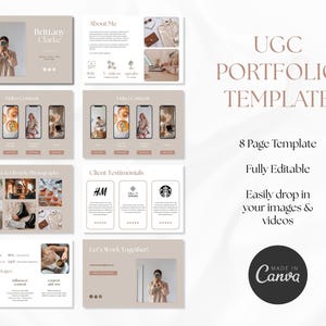 ugc portfolio template, beginner ugc portfolio template, content creator portfolio, ugc rate card, minimal content creator portfolio, canva portfolio template, media kit template, content creator template, ugc template, influencer template, influencer portfolio