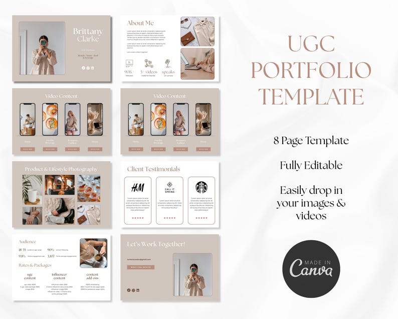 Minimalist UGC Portfolio Canva, Content Creator Portfolio Template, UGC ...