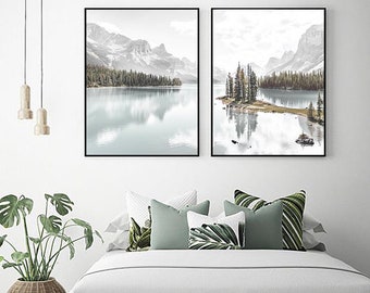 Mountain Wall Art Decor Set of 2 Mountain Landscape Wall Art Print Nature Photography Lake Print Canadian Print Set of 2 Nature Art Print
