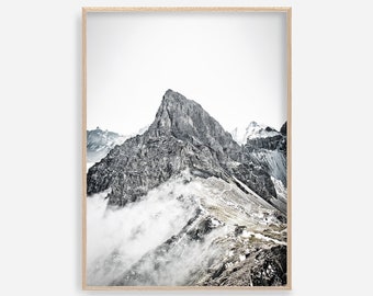 Mountain Wall Art, Misty Mountains Poster, Foggy Mountains Print, Landscape Decor, Nature Photo Printable Art Digital Download Minimalist