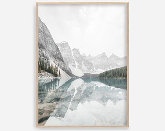 Montañas impresión montañas pared arte decoración Nórdica impresión paisaje impresión naturaleza fotografía lago cartel canadiense impresión, arte imprimible de la montaña