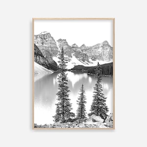 Mountain Prints, Nordic Wall Art, Landscape Photo, Nature Photography, Moraine lake Poster, Digital Download, Mountains Print Art, Forest