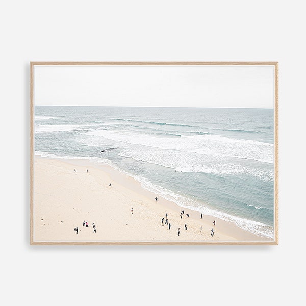 Beach Print, Ocean Wall Art, Modern Beach Print, Boho Print, California Wall Decor, Coast Print, Summer Poster, Ocean Photo, People On Beach