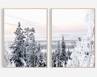 Winter Wall Art Winter Prints Set Winter Photography, Christmas Wall Decor, Snowy Trees Christmas Print Winter Forest, Snow Wall Art Print