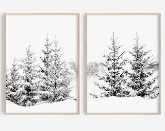 Christmas Wall Decor Winter Wall Art Winter Photography Snowy Trees Winter Prints Set Mountain Wall Art Snow Wall Art Print Winter Landscape