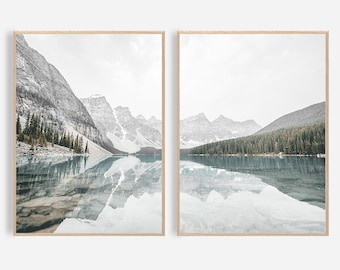 Mountain Wall Art Decor Set of 2 Mountain Prints Mountain Landscape Nature Photography Lake Poster Canadian Print Mountain Printable Art