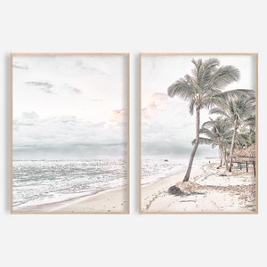 Beach Print Set di 2 Ocean Prints Coastal Print Set Palm Tree Ocean Wall Art California Wall Art Coastal Decor Spiaggia Decor Ocean Photography