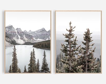 Set of 2 Prints, Mountain Print, Nordic Wall Art Decor, Landscape Print, Nature Photography, lake Poster, Digital Download, Canadian Print