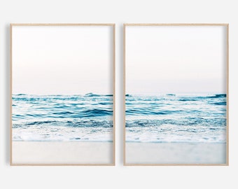 Conjunto de 2 impresiones de playa Ocean Wall Art Ocean Print Beach Wall Art Coastal Print Blue Sea Print Ocean Photography Blue Waves Print Beach Decor