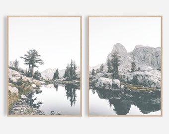 Mountain Wall Art Set of 2 Mountain Prints, Nordic Wall Art Landscape Print, Nature Photography, lake Print Canadian Print Nature Wilderness