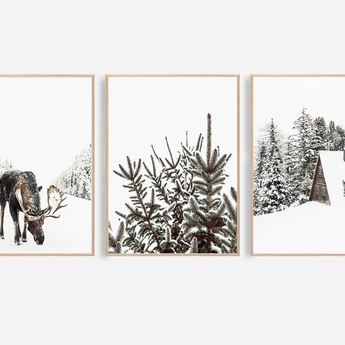 Winter Wall Art Set of Winter Prints Christmas Wall Art Decor Etsy