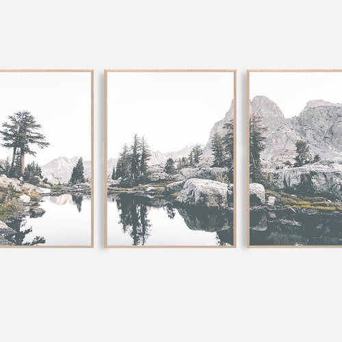 Set of Mountain Prints Set of Mountain Wall Art Landscape Wall Etsy