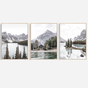 Mountain Wall Art Set of 3 Mountain Prints Decor Landscape Print Nature Print Photography Lake Print Canadian Print Mountain Printable Art image 3