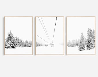Winter Wall Art Winter Prints Set Skiing Prints Winter Decor Snowy Trees Cabin Decor Forest Winter Photography Snow Wall Art Holiday Print