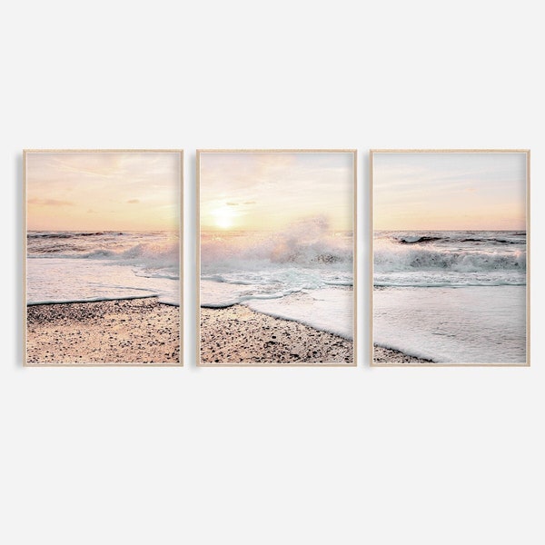 Beach Print Beach Wall Art Ocean Wall Art Set of 3 Ocean Photography Ocean Print Coastal Wall Art, Waves Wall Decor, Sea Print Beach Poster