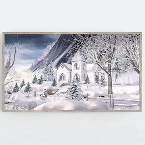 Mountain Frame TV Art Winter Decor Christmas Landscape Instant Download Winter Christmas Snow Frame TV Art Samsung Art TV Digital Download