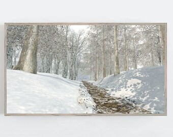 Samsung Frame TV Art Choinka Zimowy krajobraz Natychmiastowe pobieranie Zima Boże Narodzenie Śnieg Ramka TV Art Samsung Art TV Cyfrowe pobieranie
