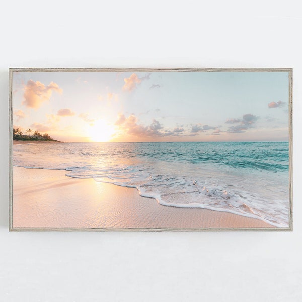 Samsung Frame TV Art, Beach Wall Art, Frame TV Art, Ocean Wall Art Photo Coastal Wall Decor, Beach Sunset Frame TV Art, Beach Art for Tv