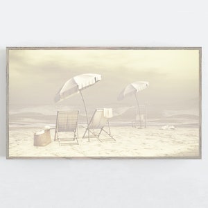 Samsung Frame TV Art, Beach Wall Art, Frame TV Art, Beach Scenery Photo Coastal Wall Decor, Beach Umbrella Frame TV Art, Beach Art voor Tv