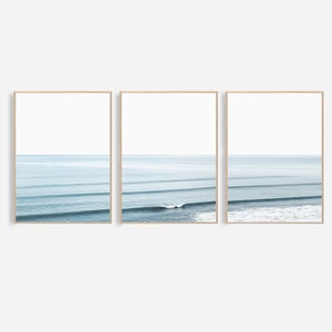 Strand Wall Art Set van 3 Oceaan Wall Art Oceaan Fotografie Oceaan Golven Print Coastal Wall Art Golven Muur Decor Golven Poster Strand Print Poster afbeelding 1