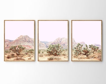 Set of 3 Desert Prints Joshua Tree Print Arizona Desert Californian Wall Art Western Southwestern Boho Decor Desert Poster Modern Wall Art