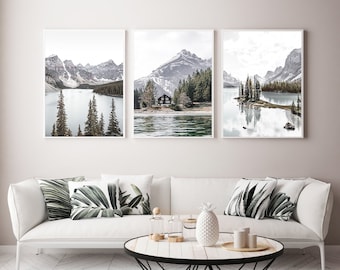Mountain Wall Art Set of 3 Mountain Prints Decor Landscape Print Nature Print Photography Lake Print Canadian Print Mountain Printable Art