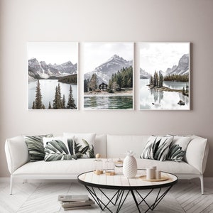 Mountain Wall Art Set of 3 Mountain Prints Decor Landscape Print Nature Print Photography Lake Print Canadian Print Mountain Printable Art