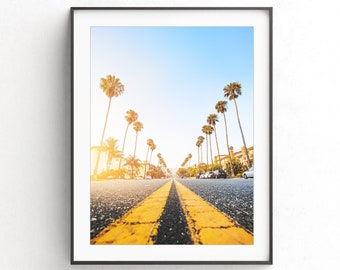 California Wall Art, Palm Trees Print, Road Print, Tropical Print Printable Digital Download, Hawaii Wall Decor, Los Angeles poster, Sunset