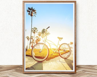 California Wall Art, Bicycle Print, Beach Wall Art, Los Angeles Photography, Digital Download, Palm Trees Print, Los Angeles Print, Sunset