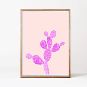 Opuntia Kaktus Druck, Feigenkaktus Digital Download, Kaktus-Poster, Rosa und rosig, Kinderzimmer Wand Kunst, Pastell Kinderzimmer Dekor, Girly Zimmer