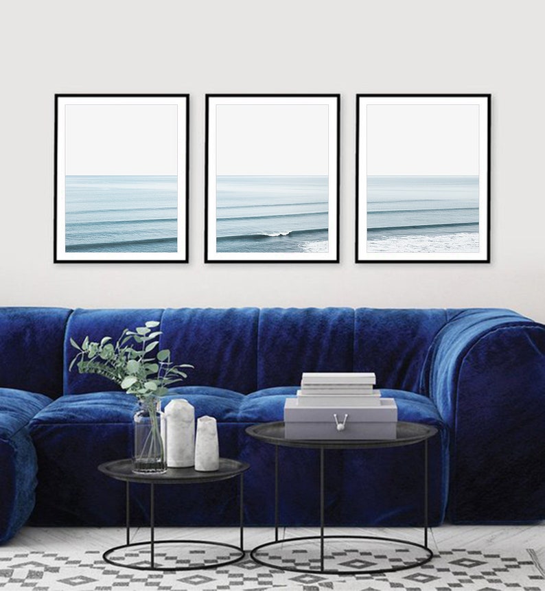 Strand Wall Art Set van 3 Oceaan Wall Art Oceaan Fotografie Oceaan Golven Print Coastal Wall Art Golven Muur Decor Golven Poster Strand Print Poster afbeelding 9