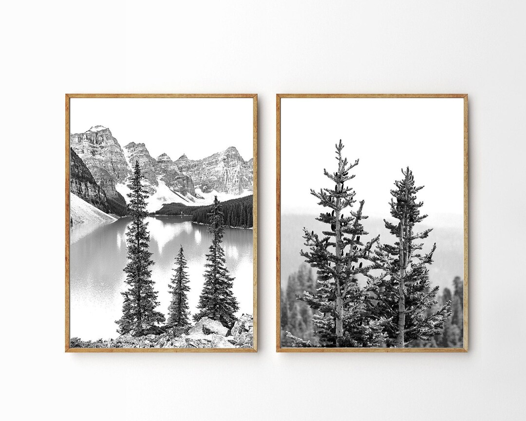 Set of 2 Mountain Prints, Nordic Wall Art Decor Digital Landscape Print ...